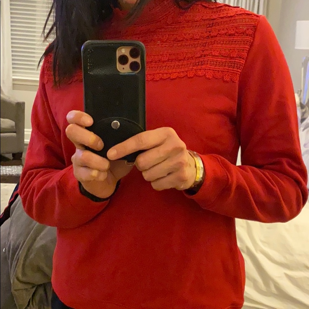 The Kooples Red Lace Detail Top